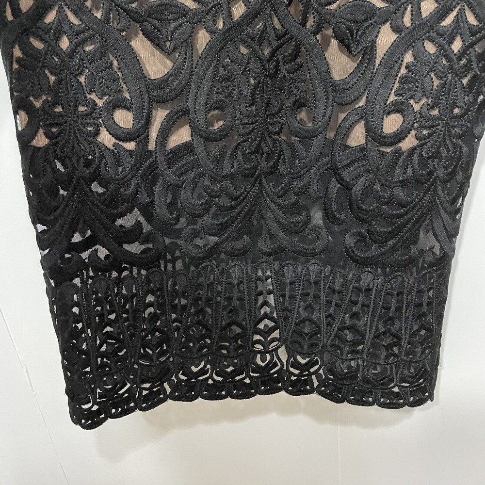 Bardot Sheath Dress Womens 10 Midi Black Lace‎ V-Neck Lined - Picture 6 of 9